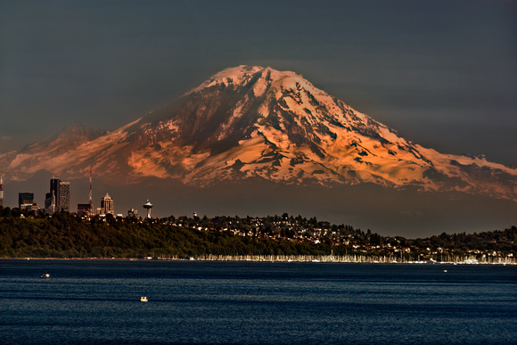 Mt. Rainier and Seattle From Kingston Ferry Terminal