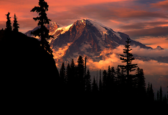 Sun Set Mt. Rainier,Wa